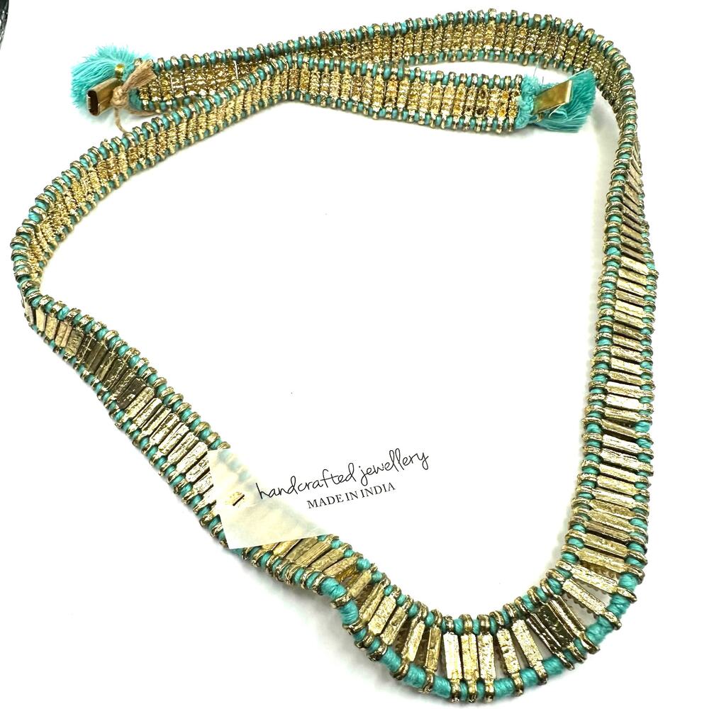 House of Tuhina Made in India Gold Green Necklace Heavy Statement Ethnic Exotic
